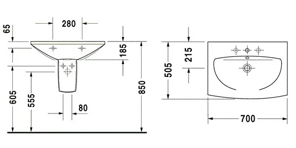 Caro Умивальник, 70×50,5 см, Duravit