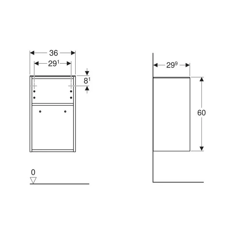 Smyle Square тумба відчинена лава/фарбований матовий, 36×60×29,9 см, Geberit