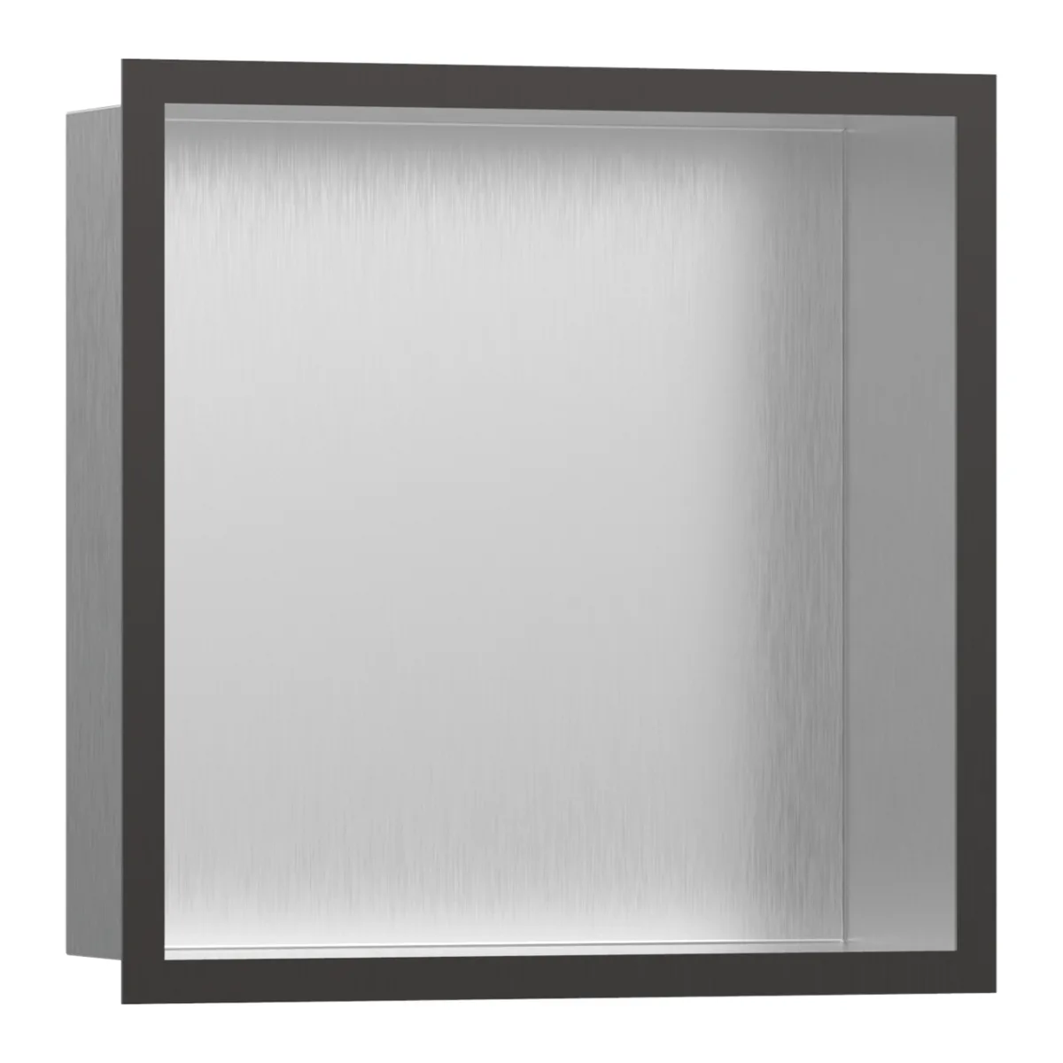 XtraStoris Individual ніша з вбудованою рамою шліфованний хром, 30×30×10 см, Чорний, Hansgrohe