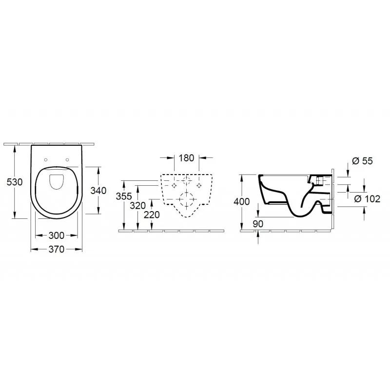 Avento унітаз підвісний Rimless, 37×53 см, Villeroy & Boch