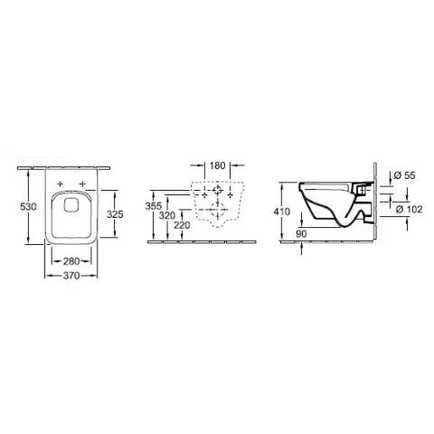 Architectura унітаз Rimless підвісний White Alpin, 37×53 см, Villeroy & Boch