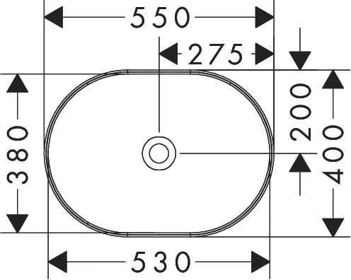 Xuniva U умивальник без отв без переливу, 55×40 см, Hansgrohe