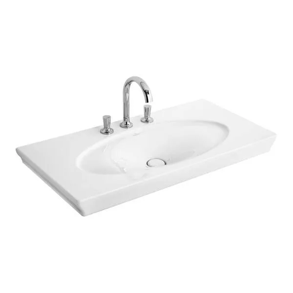 LA Belle умивальник меблевий на 3 отв без переливу White Alpin CeramicPlus, 100×49 см, Villeroy & Boch