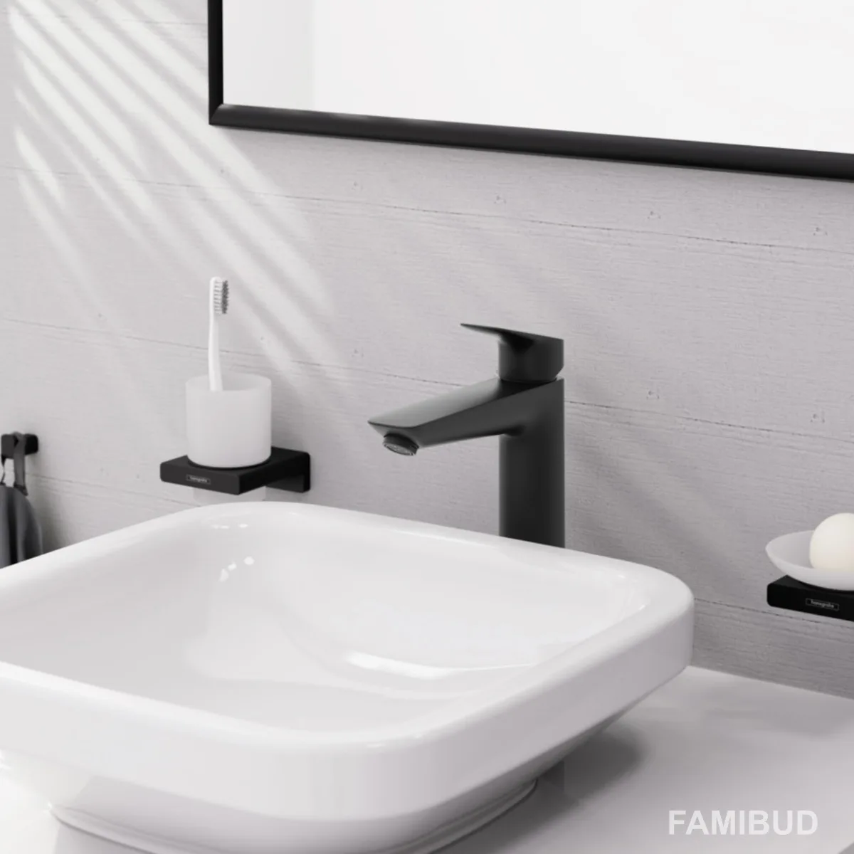 Logis Змішувач для умивальника 190 одноважільний, Чорний матовий, Hansgrohe