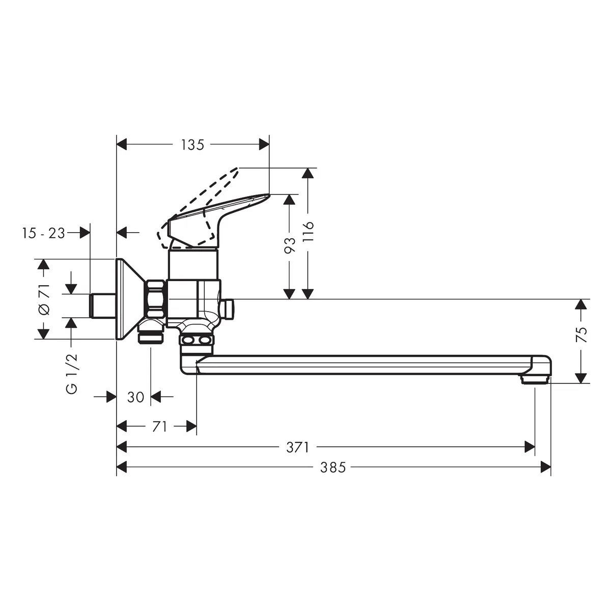 Logis Змішувач для ванни з довгим, Хром, Hansgrohe