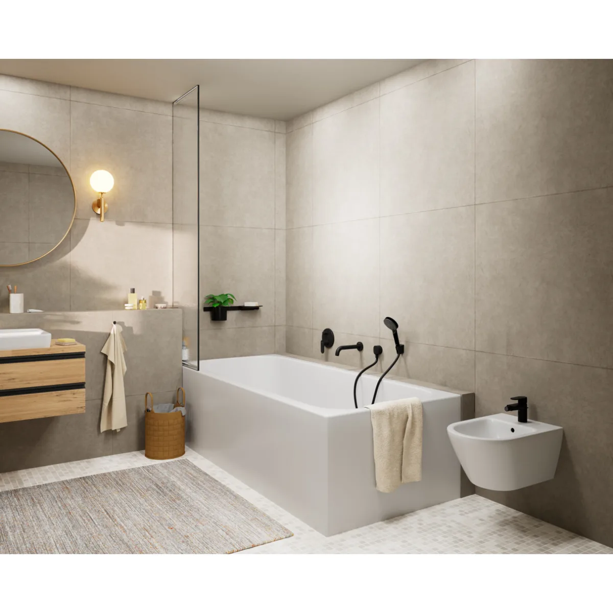Vernis Blend змішувач для ванни ПМ, Чорний матовий, Hansgrohe