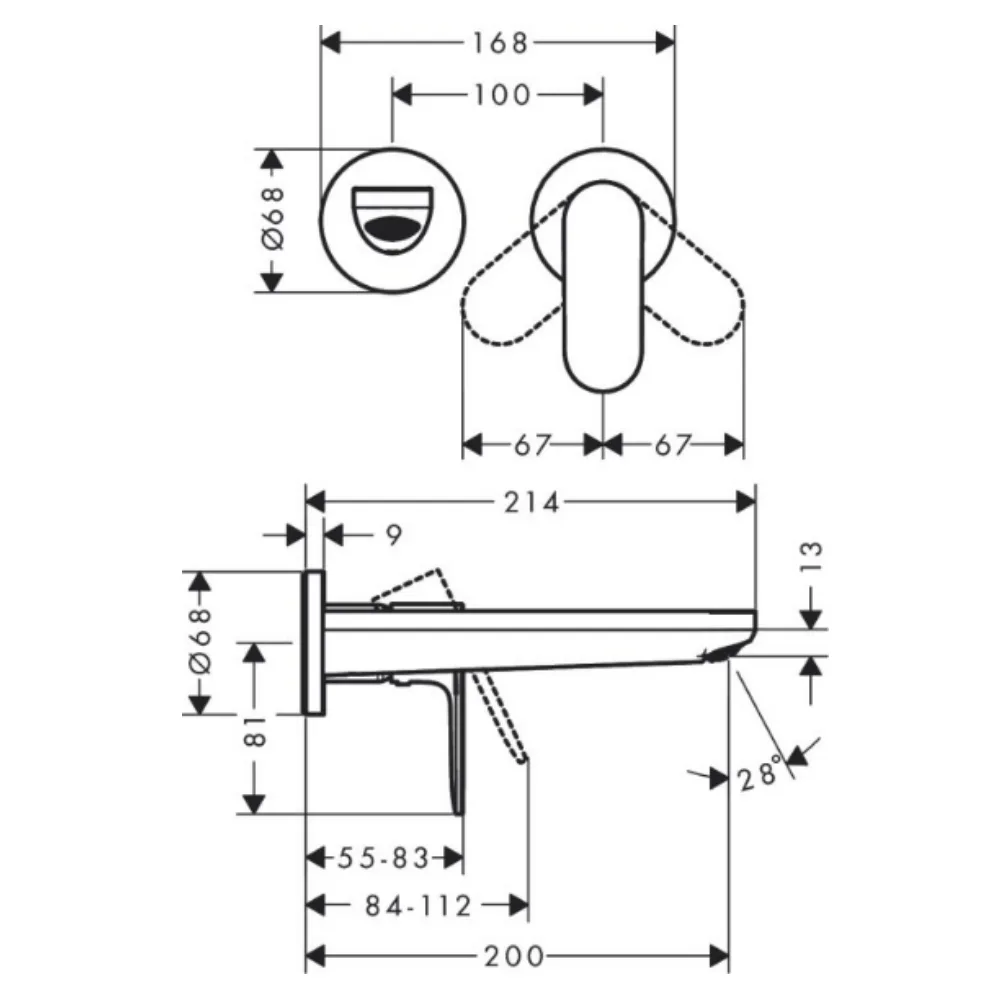 Rebris S змішувач для умивальника на 2 отвори, Хром, Hansgrohe