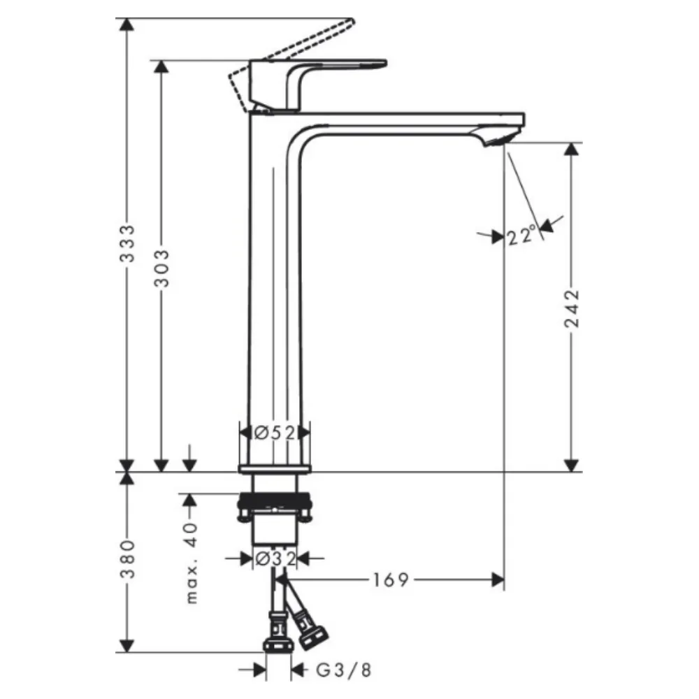 Rebris S змішувач для умивальника 240 CoolStart, Хром, Hansgrohe