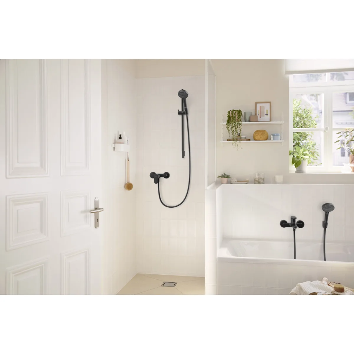 Rebris S змішувач для душу, Чорний матовий, Hansgrohe