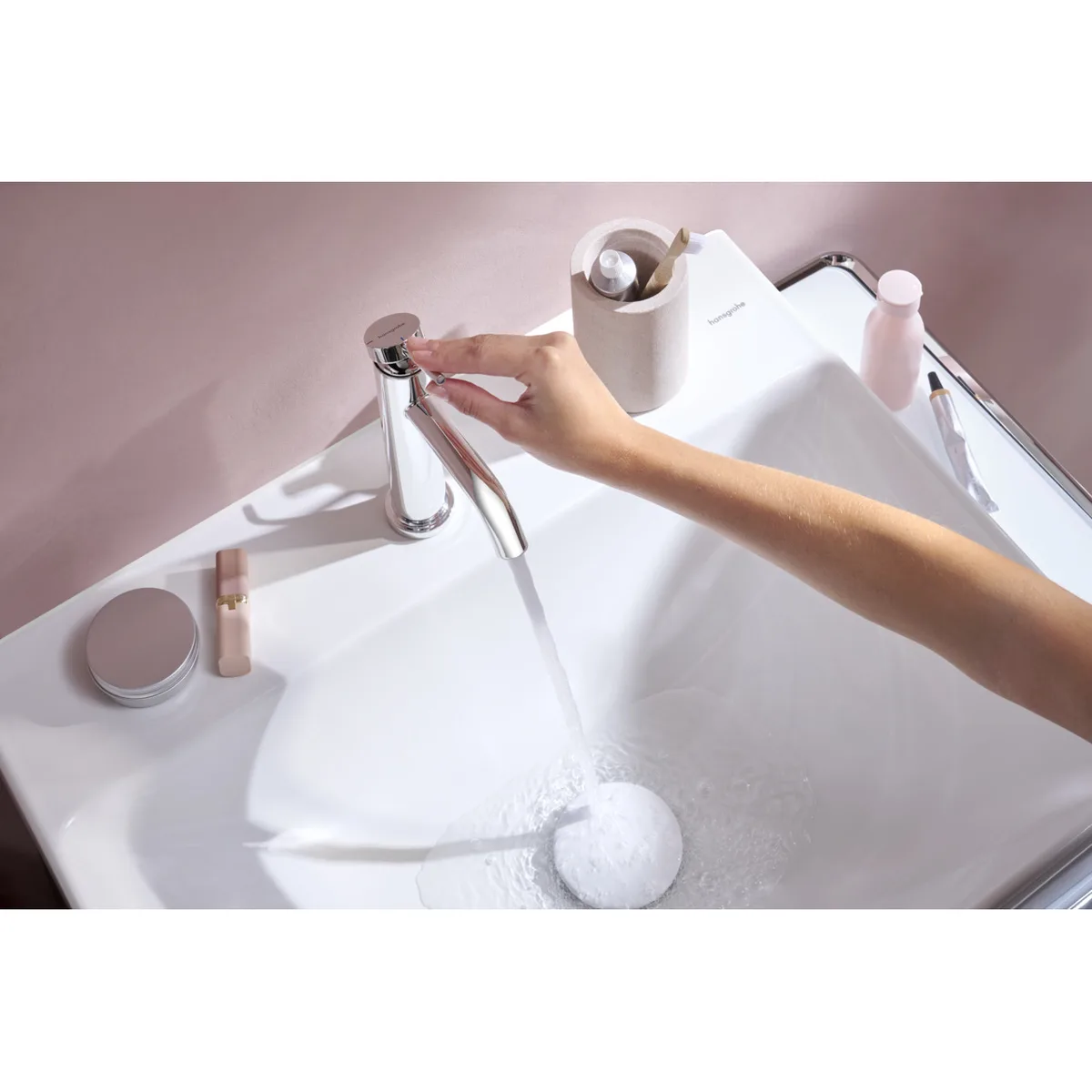 Tecturis S змішувач для умивальника 110 одноважільний push-open, Хром, Hansgrohe