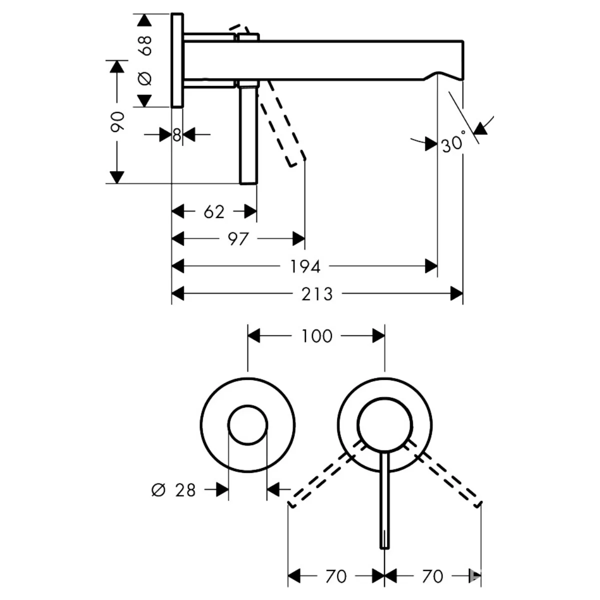 Zesis S змішувач для умивальника на 2отв, Хром, Hansgrohe