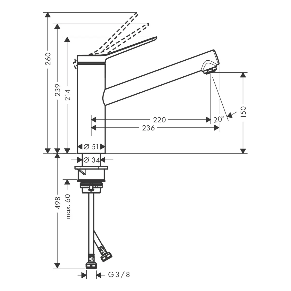 Zesis M33 змішувач для кухні 150 1jet ECO CoolStart, Хром, Hansgrohe