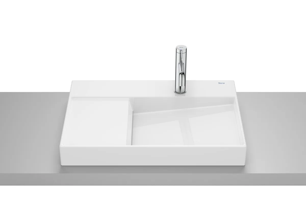 Horizon View умивальник накладний з отвором під змішувач праворуч, 60×42 см, Білий, Roca