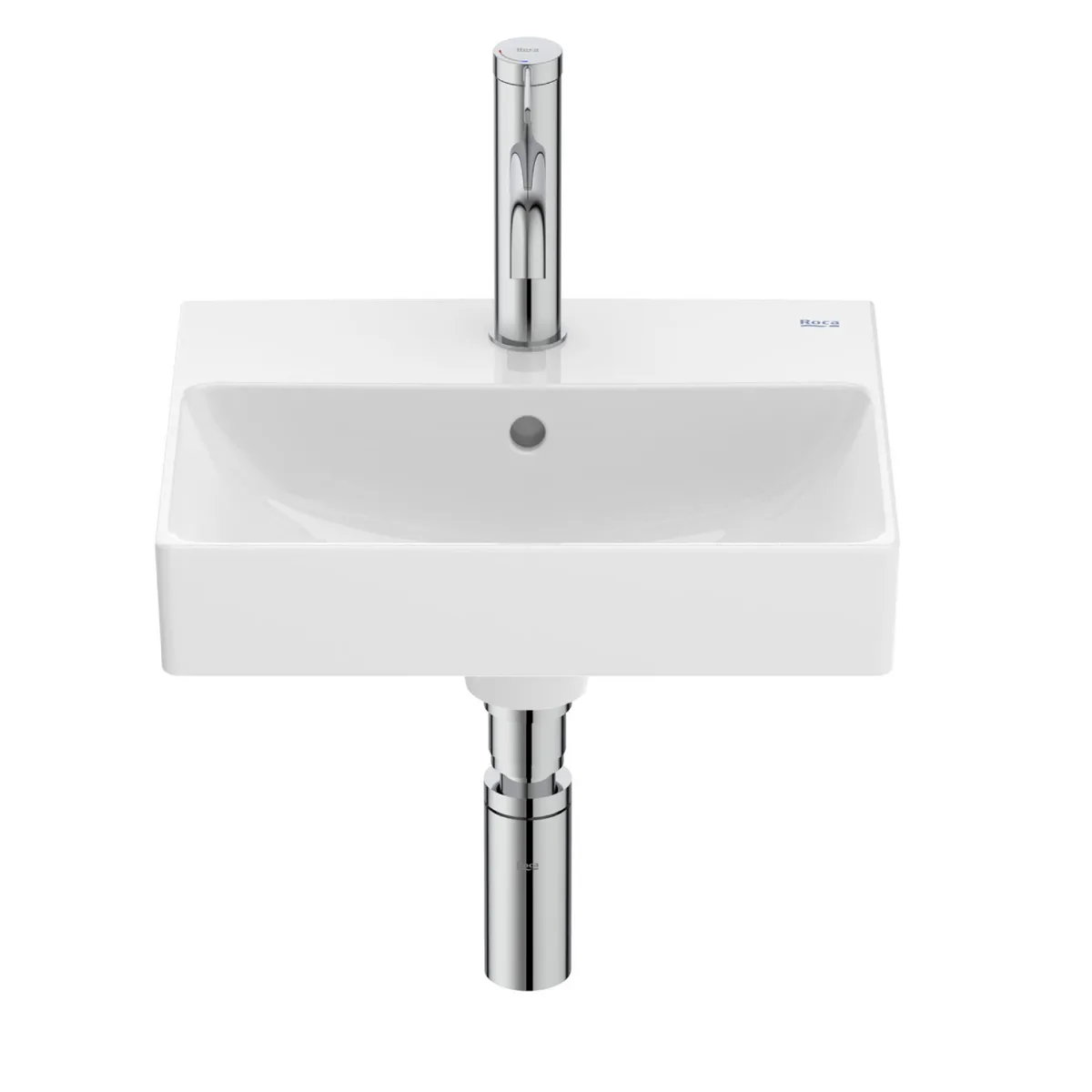 Ona умивальник Compacto Fineceramic, 40×32 см, Білий глянсовий, Roca