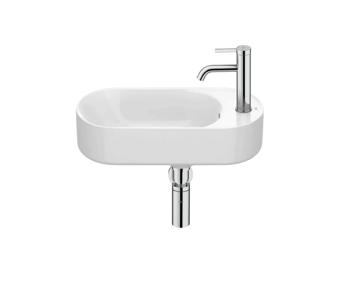 Meridian умивальник асиметричний Compacto, 50×27,5 см, Білий, Roca