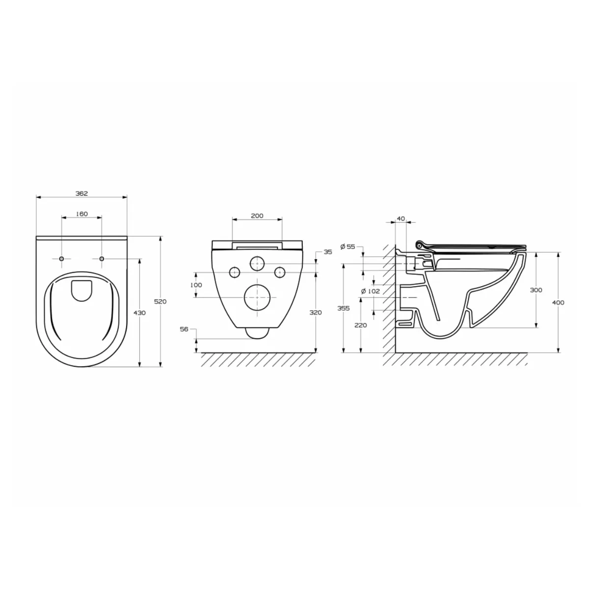 Hebe Round Rimless підвісний унітаз з сидінням Slim з системою плавного опускання швидкознімне, Roca