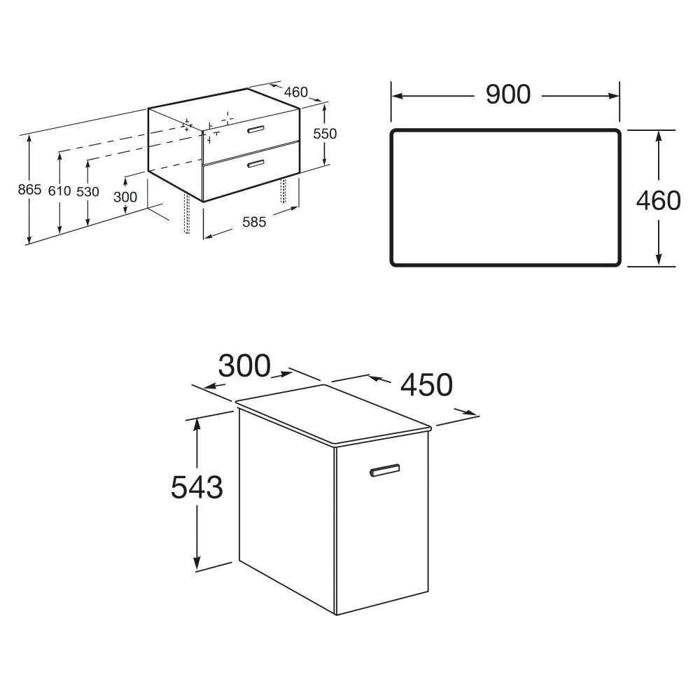 Victoria Basic Modular комплект тумба 59 см під накладний умивальник; модуль 30 см із дверцятами; стільниця 89 см; колір:білий/білий/дуб, 89 см, Roca