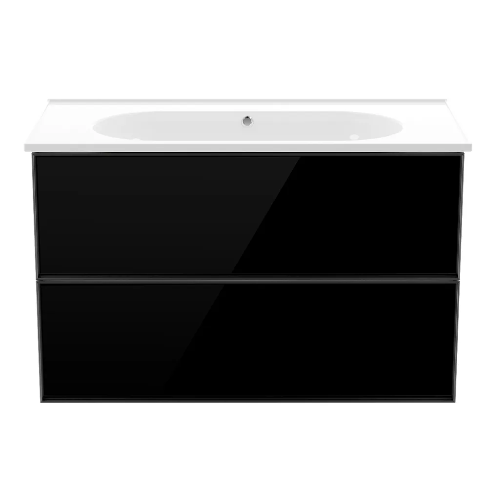 Jolly комплект меблів Oak+black: тумба підвісна 2 ящики умивальник меблевий DM06F001WH, 80 см, DiMARCO