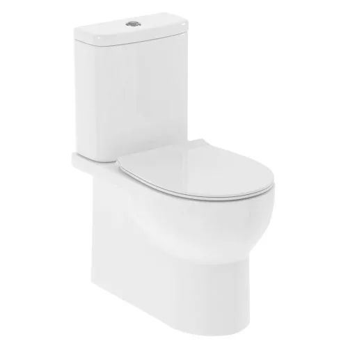 Bauta унітаз підлоговий без ободка гор випуск з сидінням Slim Soft Close, 34,7×61×79 см, DiMARCO