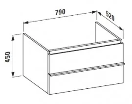Case шафка 79×52×32/45 см з 2ма висувними ящичками з сифоном відкритий зверху та з тилу світлий, Дуб, Laufen