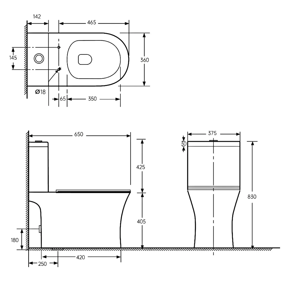 Firm Rimless підлоговий унітаз з бачком не пристінний сидіння duroplast slow-closng, 65×36×83 см, RJ