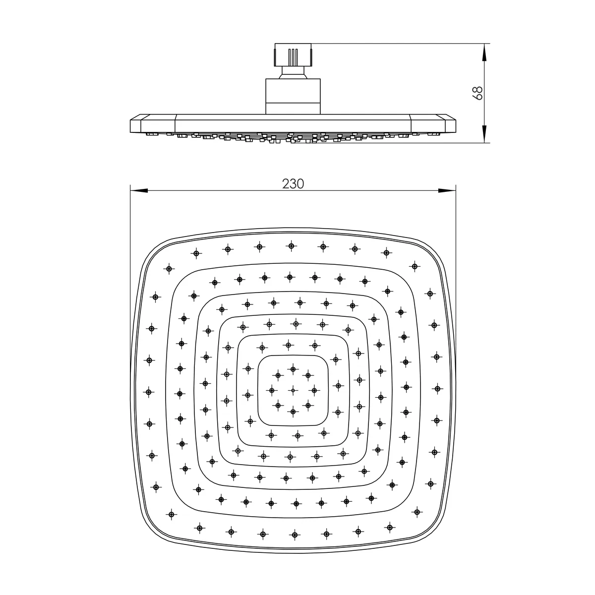 Душ верхній RJ OnTop, 230×230 мм, Хром, RJ