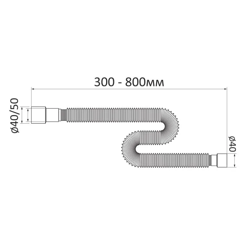 Гофра з'єднувальна Ø40×40/50 мм 300-800 мм, RJ