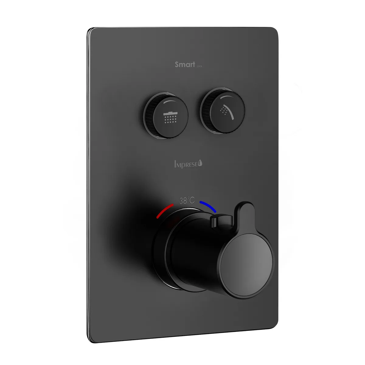 Система душова Smart Click змішувач термостат 2 функції Judit набір душовий ZMK101901240+f04010810AA, Чорний матовий, Imprese