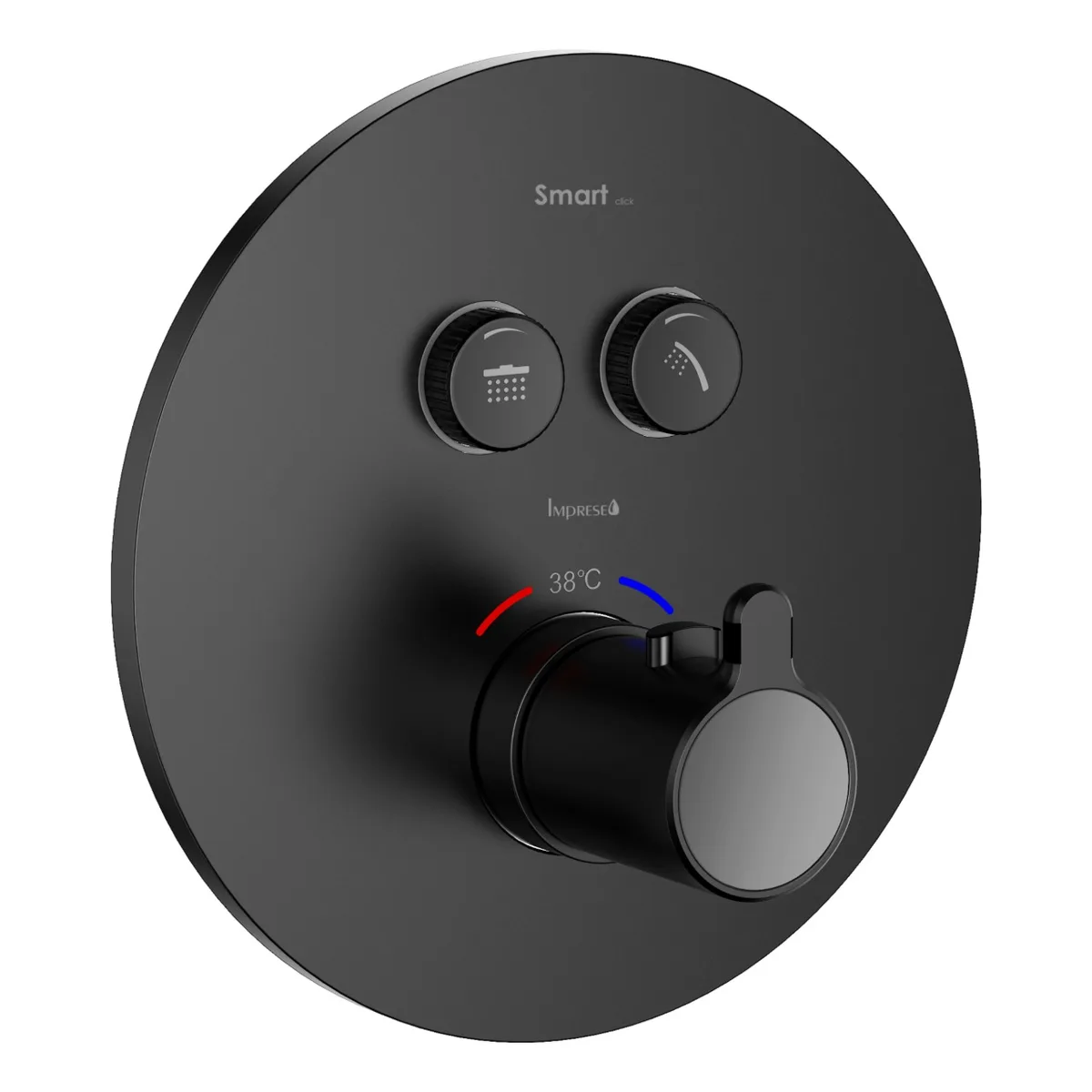 Душова система Smart Click змішувач термостат 2 функції Kucera набір душовий ZMK101901238+f04003410AA, Чорний матовий, Imprese