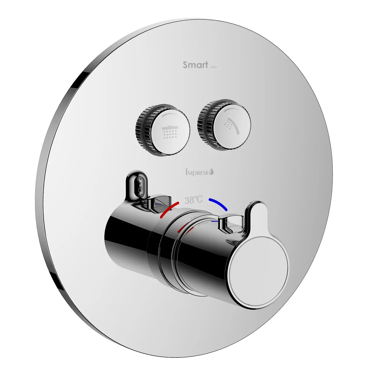 Душова система Smart Click змішувач термостат 2 функції Kucera набір душовий ZMK101901237+f04003401AA, Хром, Imprese