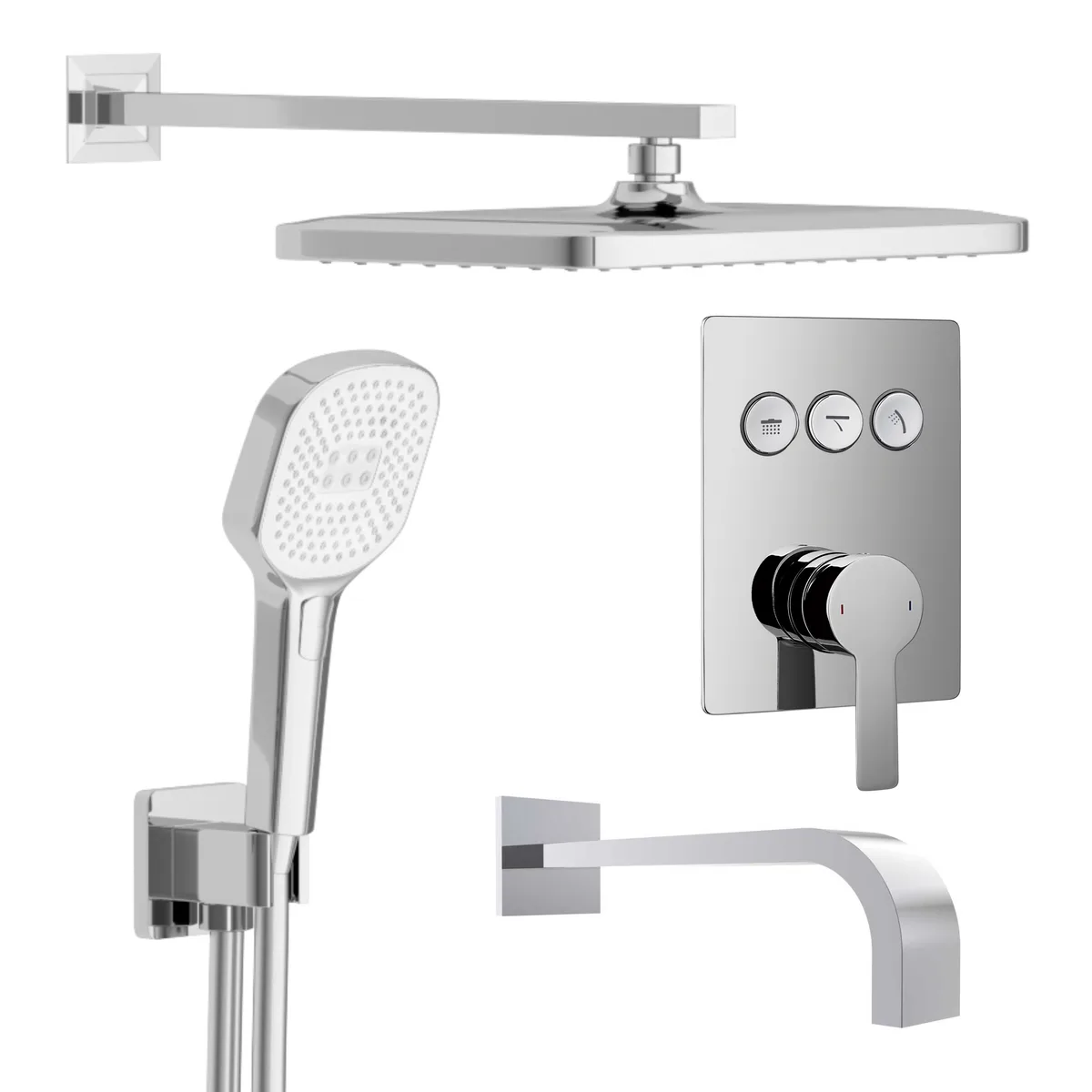 Душова система Smart Click змішувач 3-F Bilovec набір душовий ZMK101901202+f04000901AA+f02900901AP, Хром, Imprese