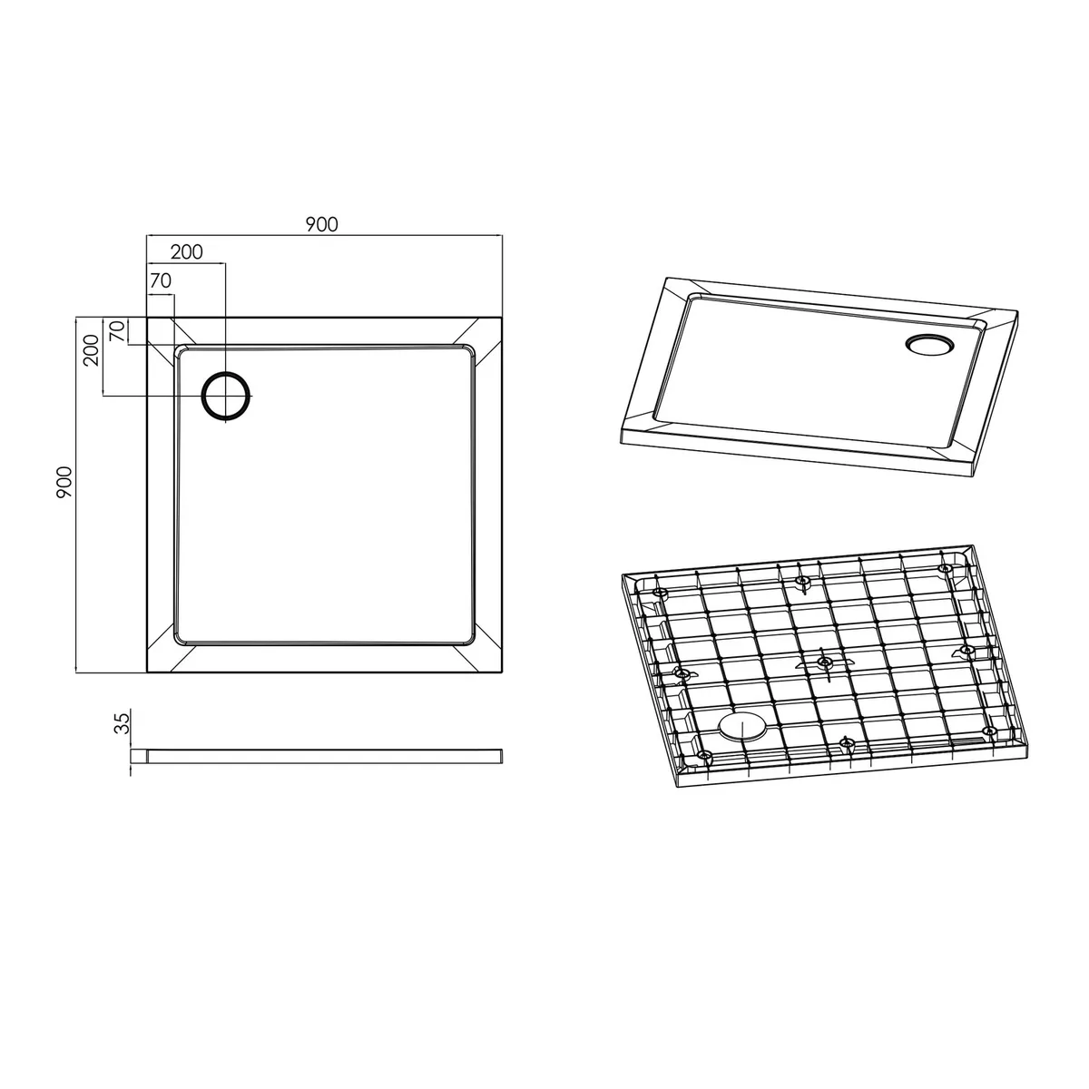 ShowerPad піддон, 90×90×3,5 см, Imprese