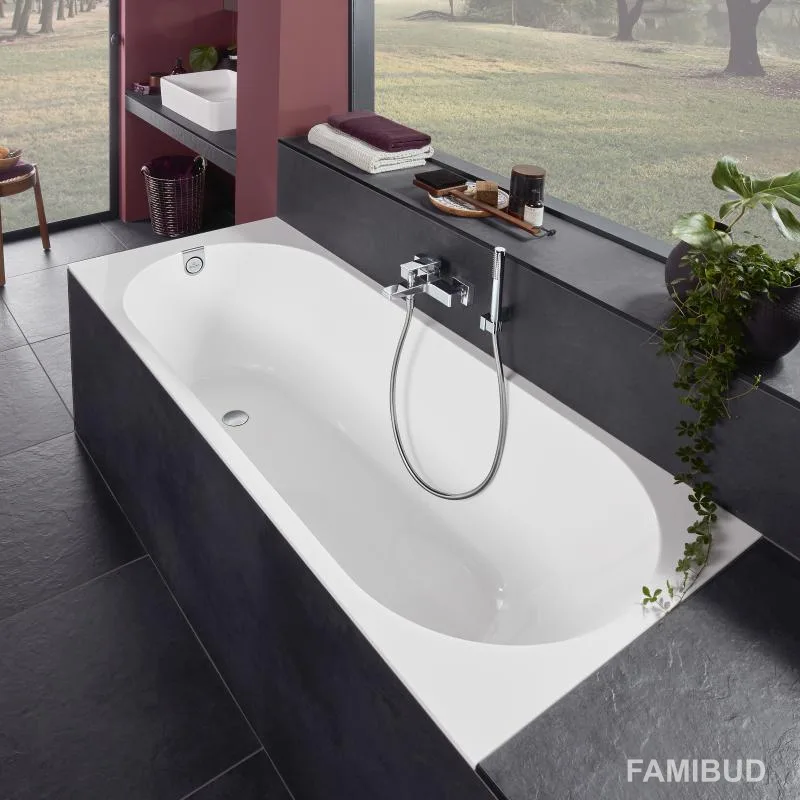 Oberon 2.0 Solo ванна кварилова з ніжками та зі зливом-переливом, 180×80 см, Villeroy & Boch