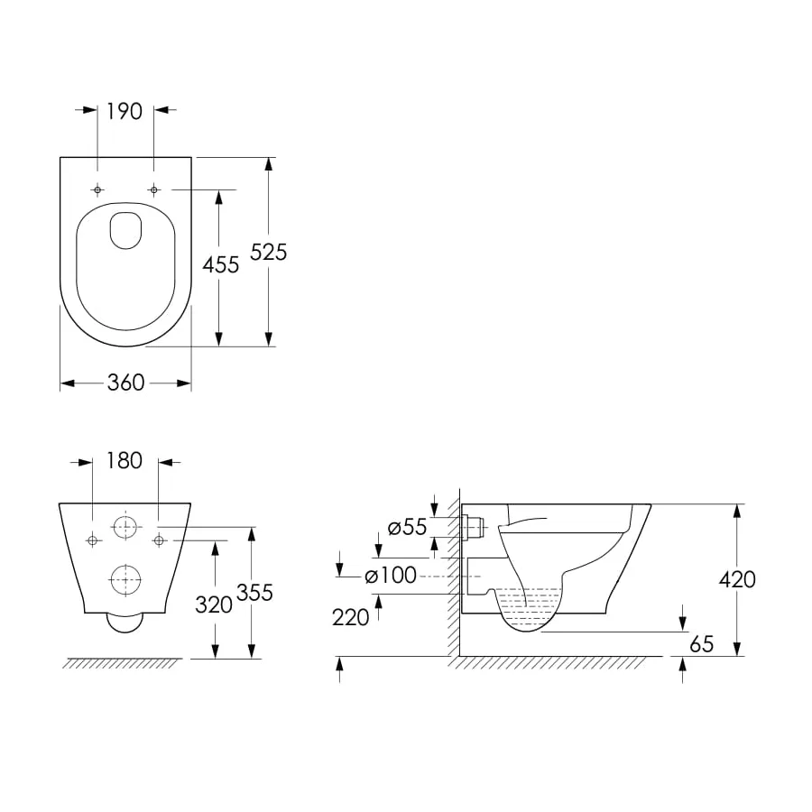 Lednice унітаз підвісний rimless сидіння тонке duroplast slow-closing, 52,5×36×35,5 см, Imprese