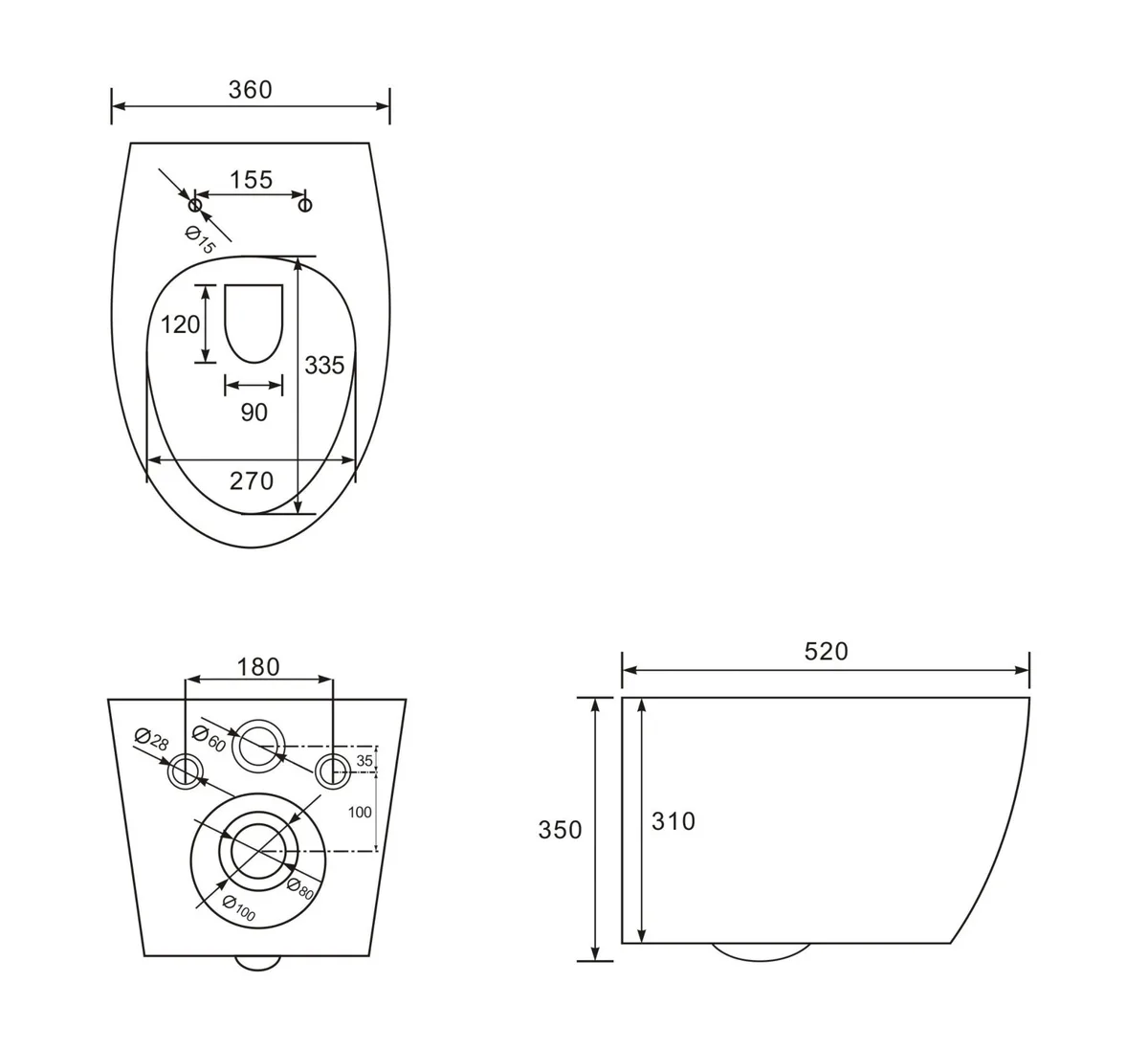 Safir Rimless унітаз підвісний сидіння Duroplast Slim slow-closing, 52×36×35 см, Imprese