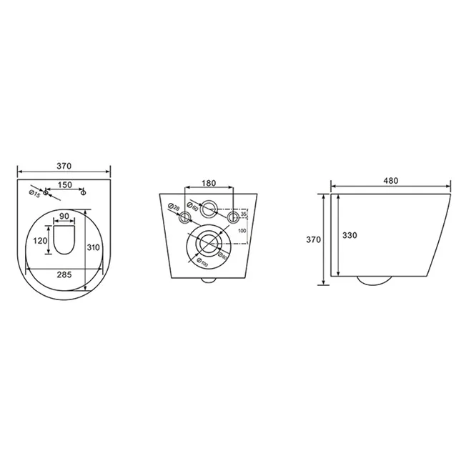 Jess Rimless унітаз підвісний сидіння Duroplast Slim Slow-closing, 48×37×37 см, Imprese