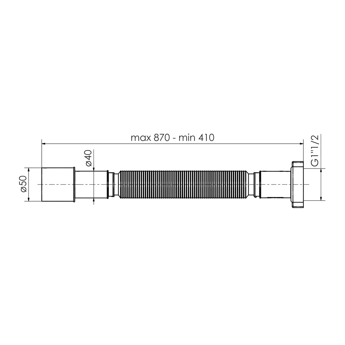 Гофра з гайкою 1 1/2" х d40/50, Imprese