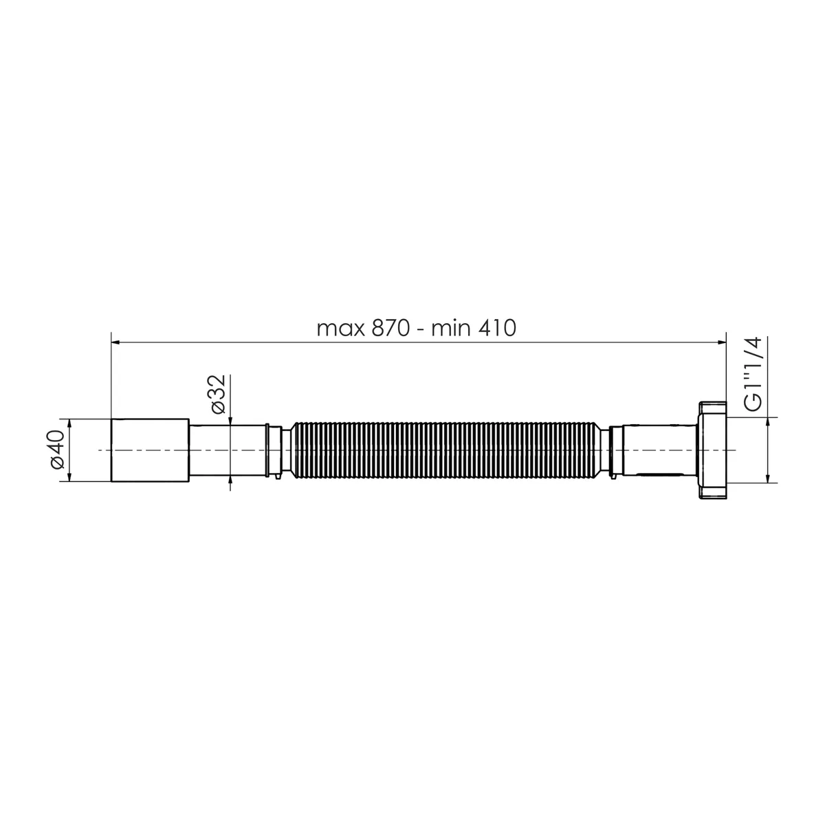 Гофра з гайкою 1 1/4" х d32/40, Imprese