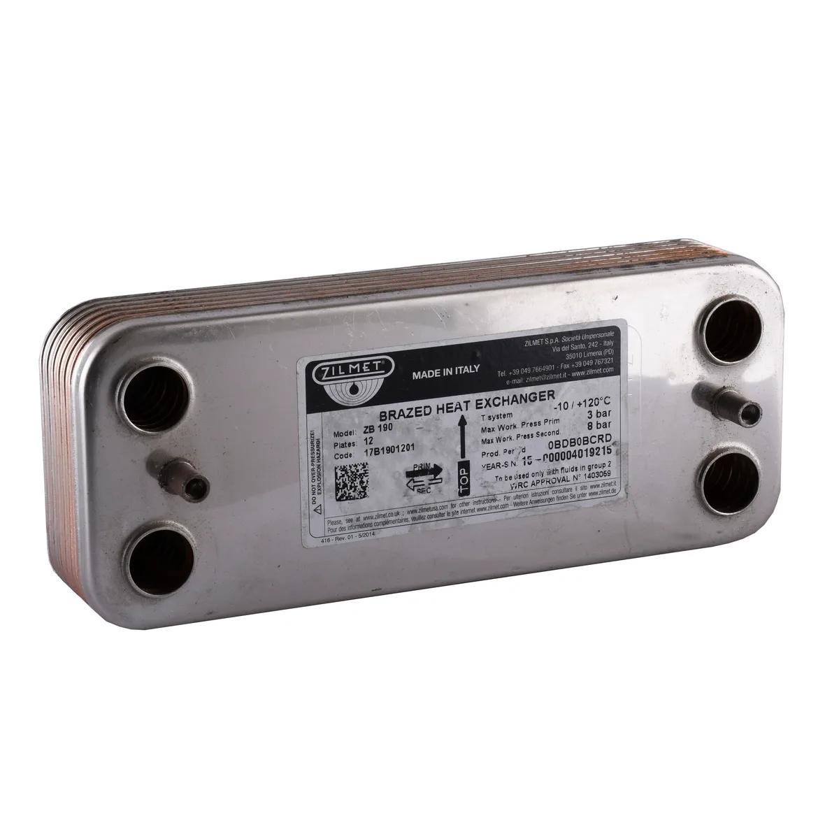 Теплообмінник паяний ZB-12P int.prig 148 + coll 17B1901201, Zilmet