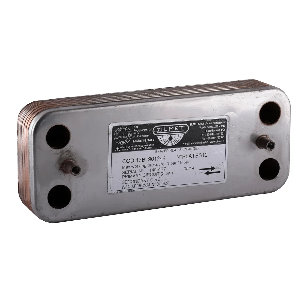 Теплообмінник паяний ZB-12P prig 142 17B1901244, Zilmet