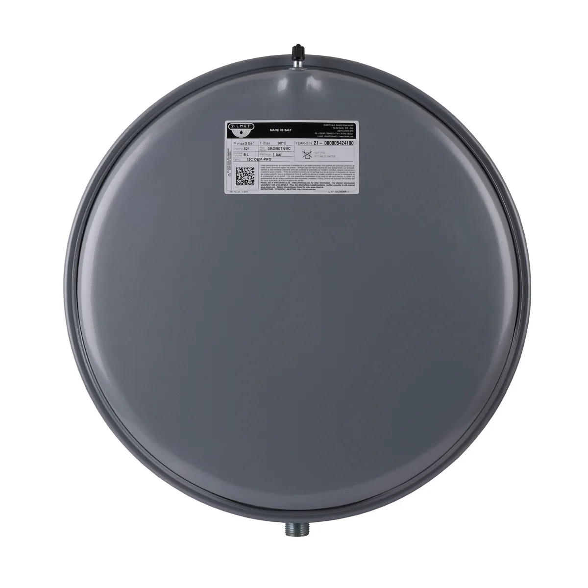 Бак oem-pro для монтажу в котли плоский Арт. 521 8 л 3bar D. 392 Сірий 1/2″ ( 13C0000811 ), Zilmet