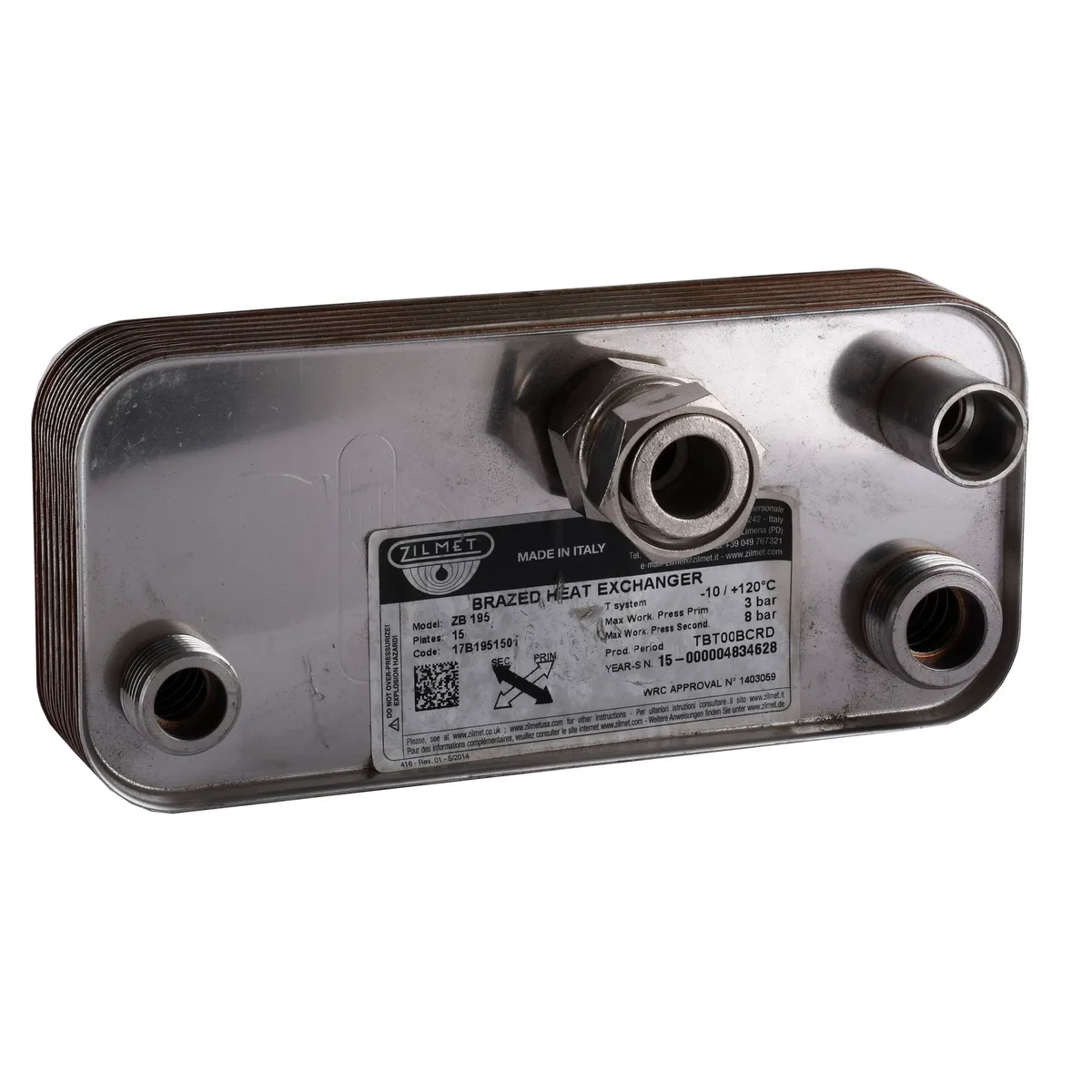 Теплообмінник паяний ZB195 15P 17B1951501, Zilmet