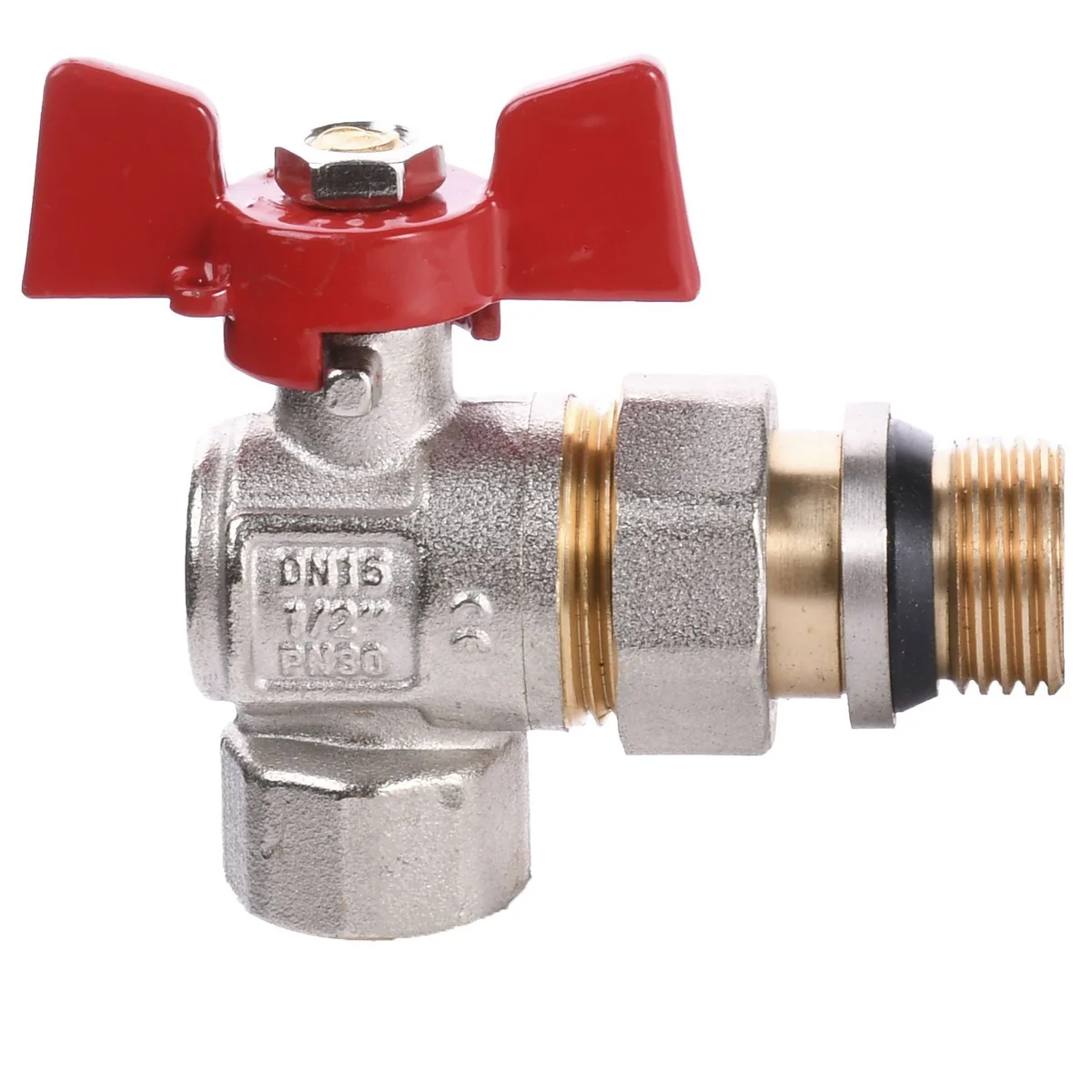 Кран кульовий кутовий з американкою WATERVALVE Q003 NV-V124 1/2″ ЗВ