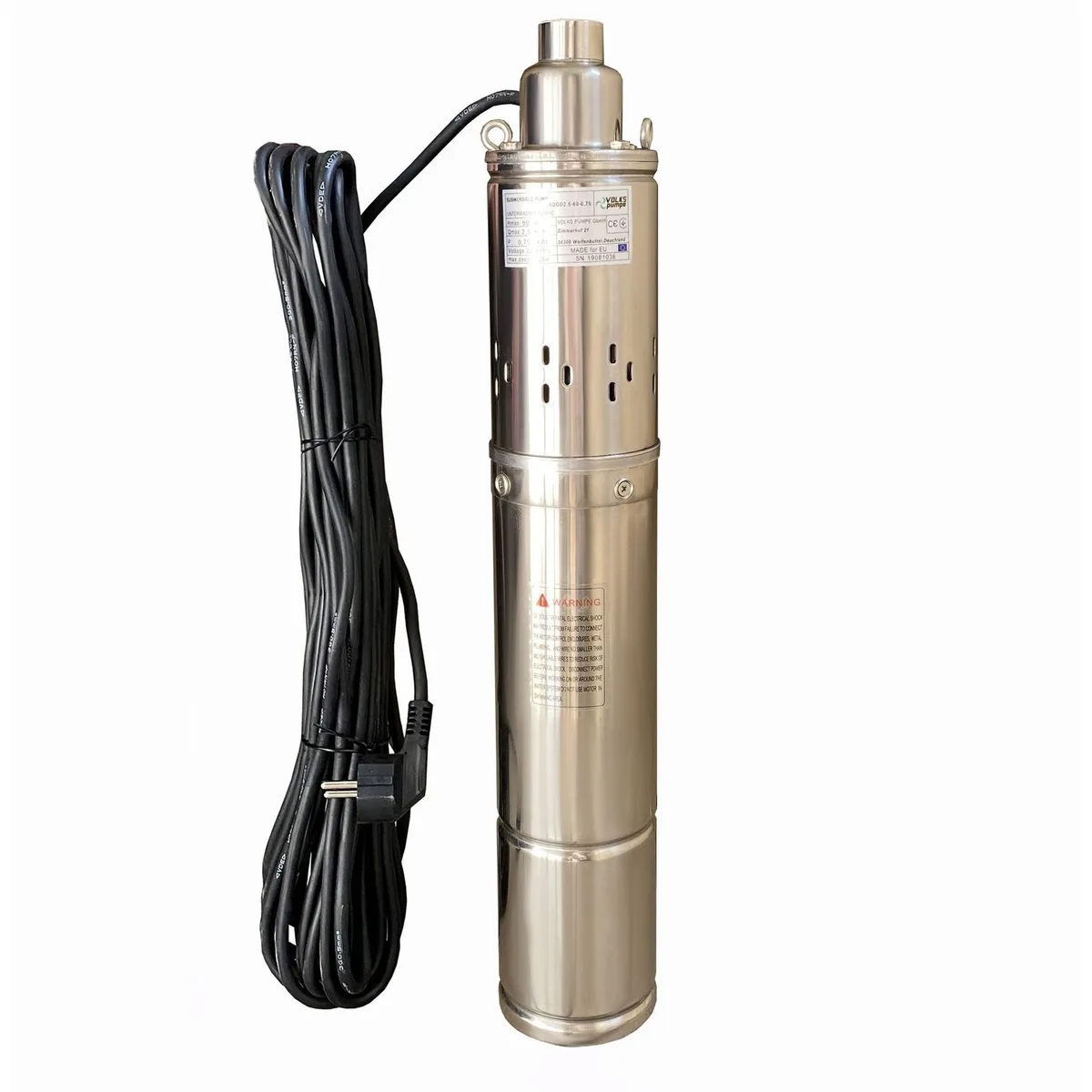 Насос свердловинний шнековий pumpe 4QGD 2,5-60-0,75кВт 4 дюйми +кабель 15 м, VOLKS