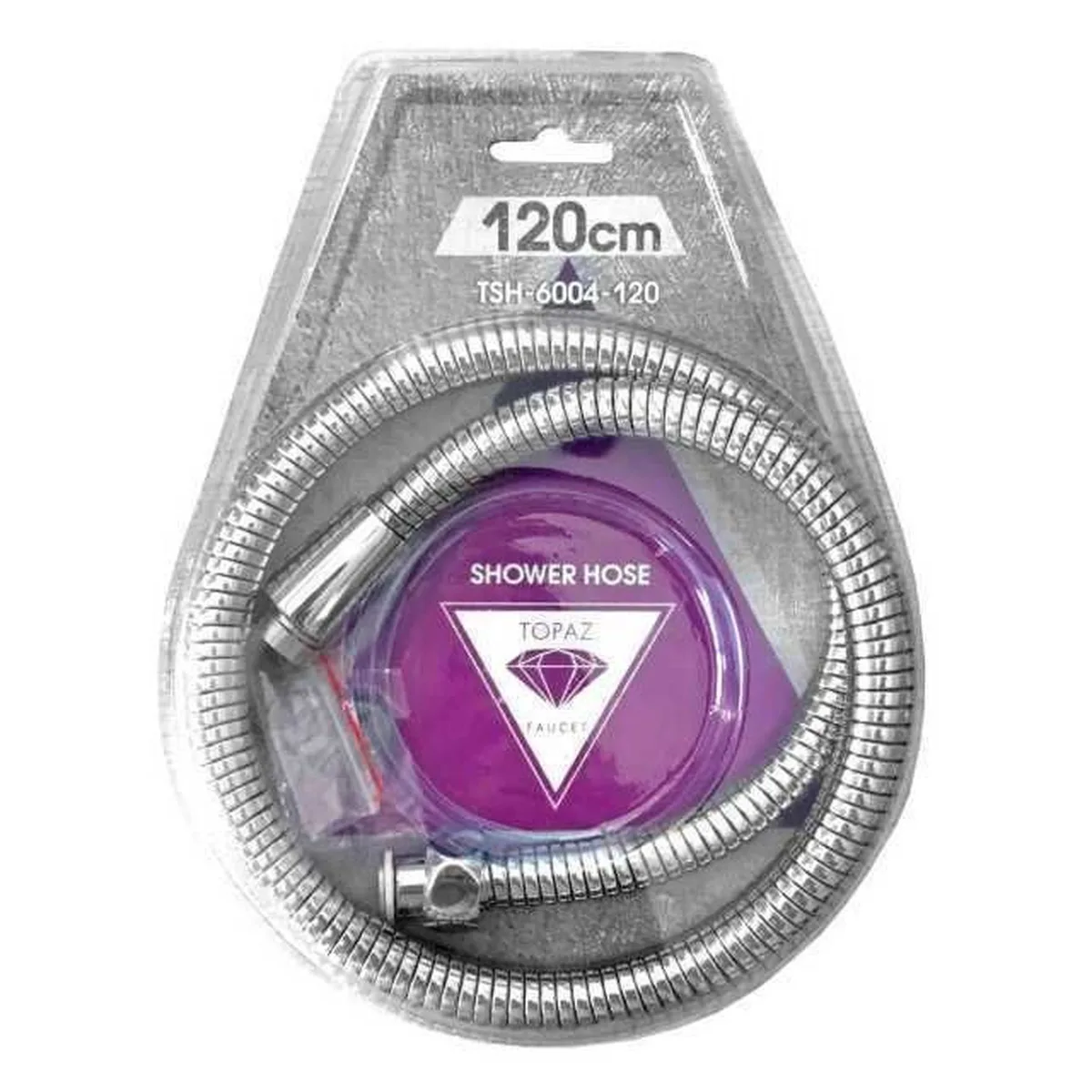 Шланг для душу TSH-6004-120 хром 120 см посилений рухома гайка, Blister, TOPAZ