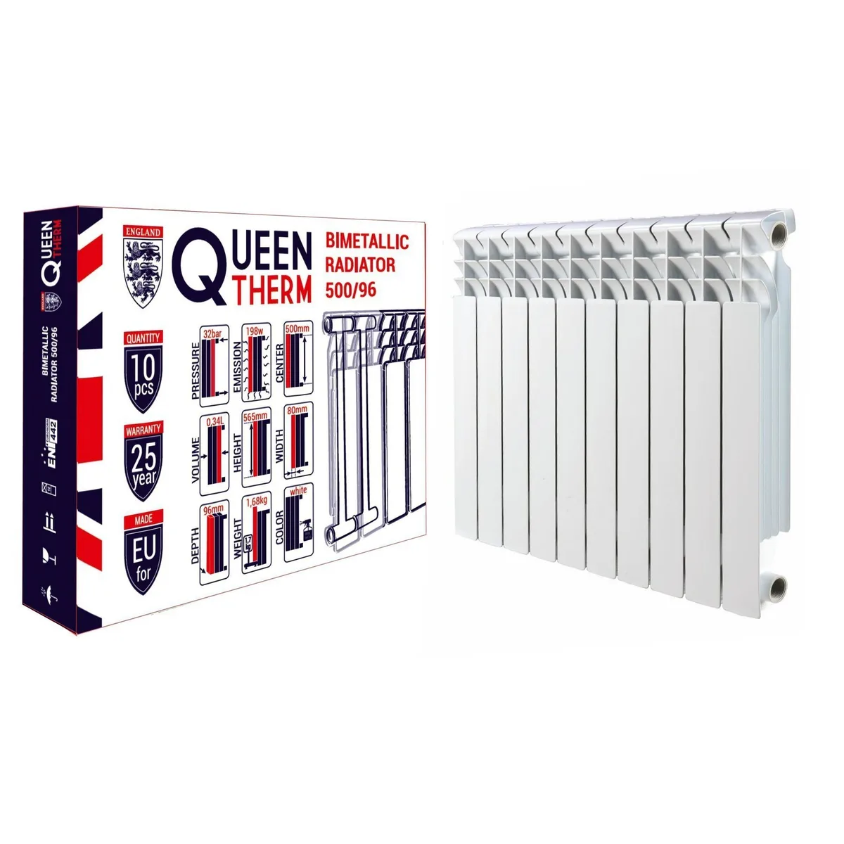 Радіатор біметалевий секційний 500/96 (кратно 10), QUEEN THERM