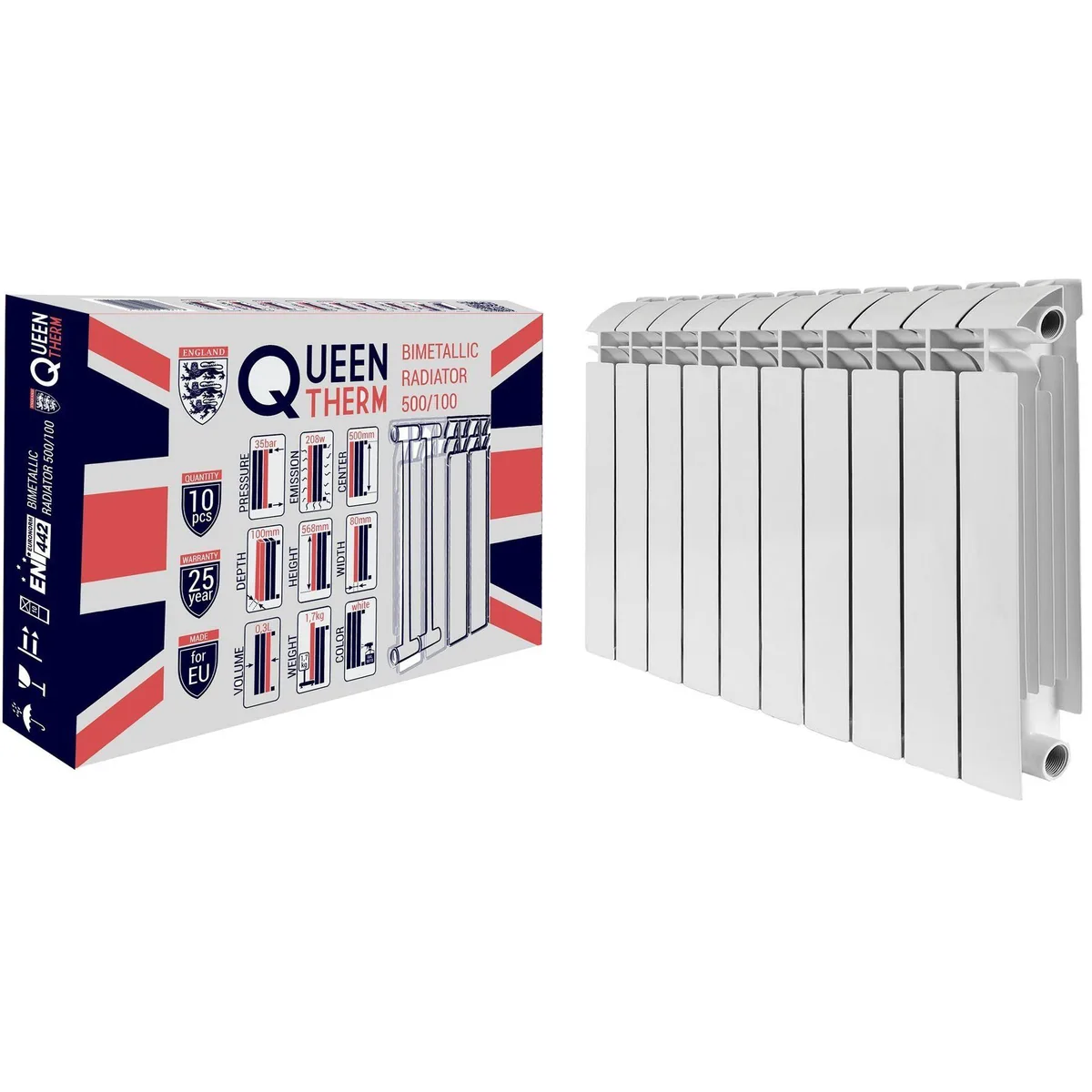 Радіатор біметалевий секційний 500/100 (кратно 10), QUEEN THERM