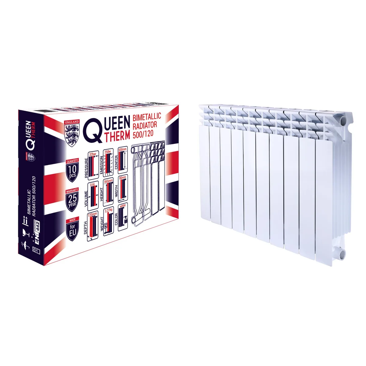 Радіатор біметалевий секційний 500/120 (кратно 10), QUEEN THERM