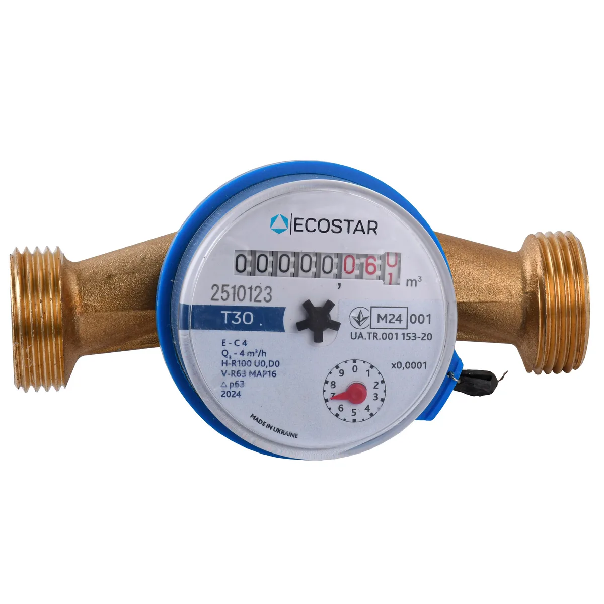 Лічильник холодної води DN20 3/4″ без штуцера L130 E-C 4,0, ECOSTAR