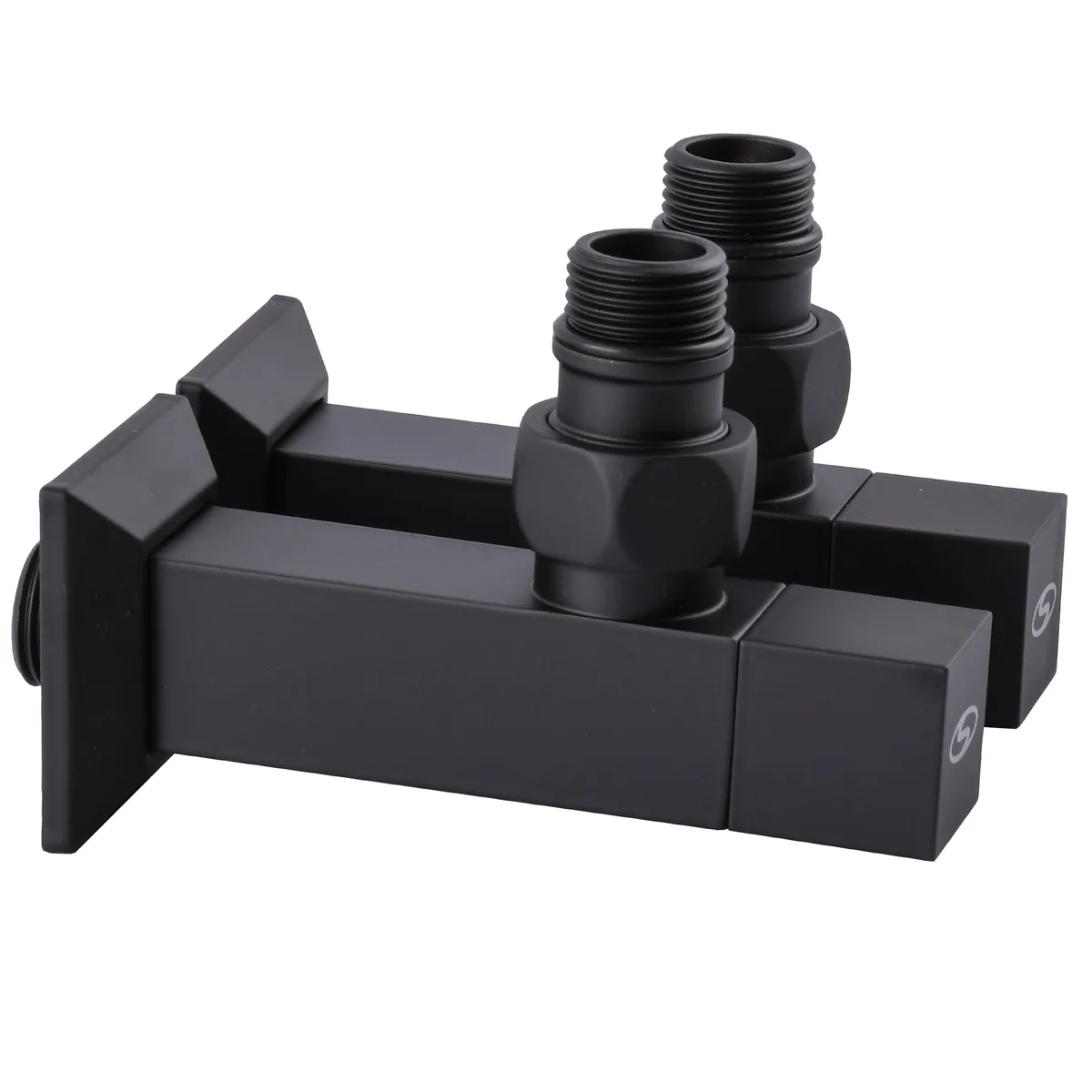Набір Кран напівобертовий кутовий з американкою LUX 1/2″ CUBE BLACK 8888 (1 уп), SOLOMON